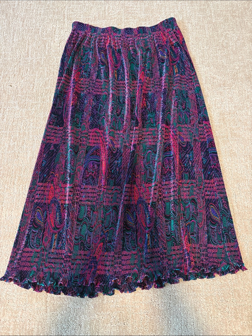 Golden Bell Midi Skirt Womens Small Stretchy Colorful Spring Summer Autumn